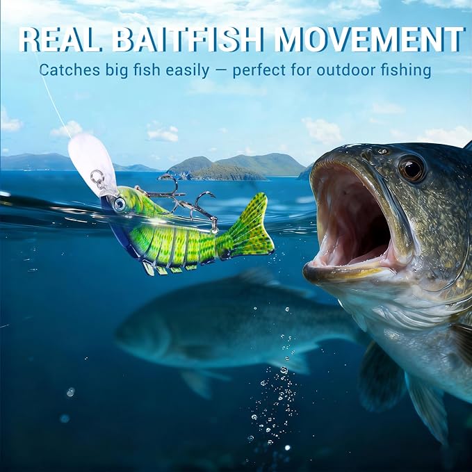 Keenjorika Fishing Lures Multi Jointed Fish Fishing Kits, Slow-Sinking Lifelike Segmented Swimbait Crankbaits, Realistic Swimming Action for Bass, Trout, Pike & Walleye, Freshwater and Saltwater