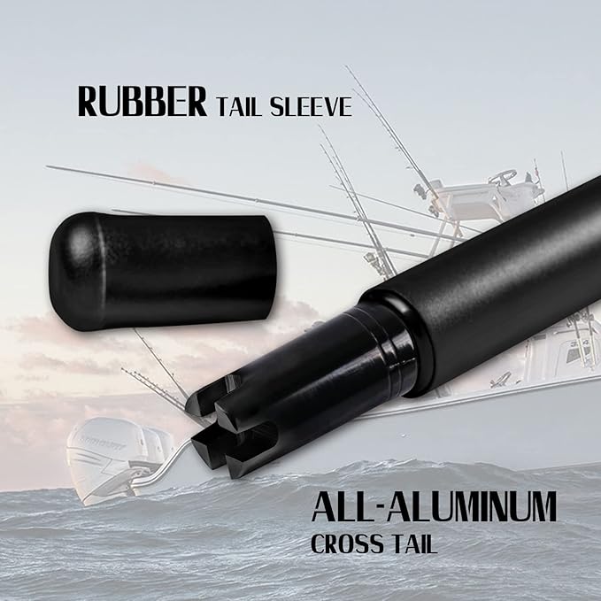 Fiblink Saltwater Fishing Trolling Rod 1-Piece Heavy Duty Roller Rod Big Game Conventional Boat Fishing Pole with Roller Guides (50-80lb/80-120lb/120-200lb)