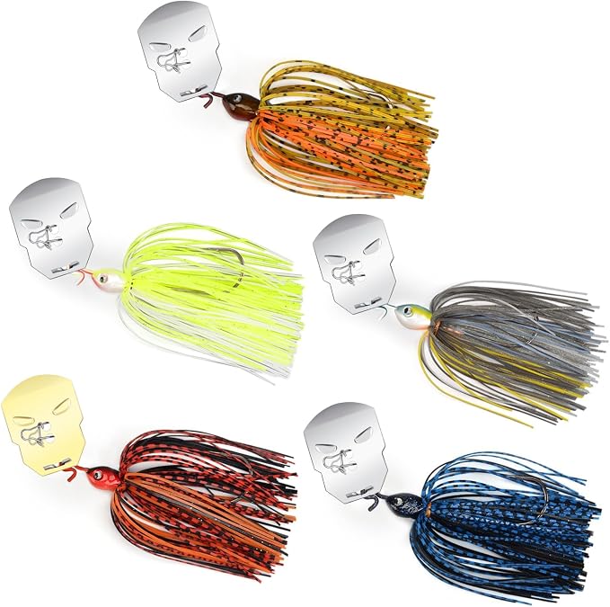 MadBite by KastKing Bladed Jig Fishing Lures, Multi-Color Kits, Irresistible Vibrating Action, Sticky-Sharp Heavy-Wire Needle Point Hooks, Popular 3/8 oz and 1/2 oz Sizes, Includes Storage Box