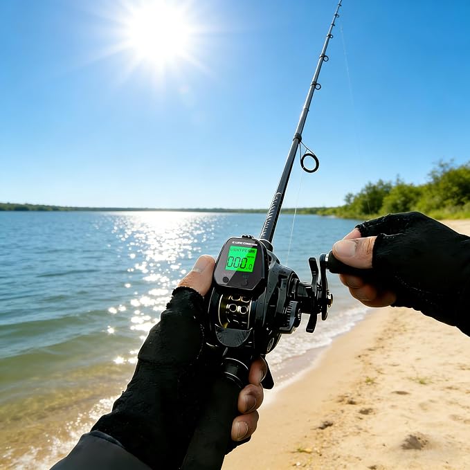 Digital Baitcasting Fishing Reel with LCD Display,8 oz Ultralight Electric Baitcaster Reel, 22-35 Lb Max Drag,6.3:1/7.2:1 Gear Ratio,Left/Right Handed,Compact Design for Freshwater & Saltwater