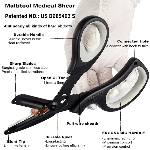 MEUUT 2 Pack Trauma Shears Patented Bandage Scissors for Left and Right Hand- Medical Supplies with 8 inch Heavy Duty Medical Scissors for EMT Workers Nurses