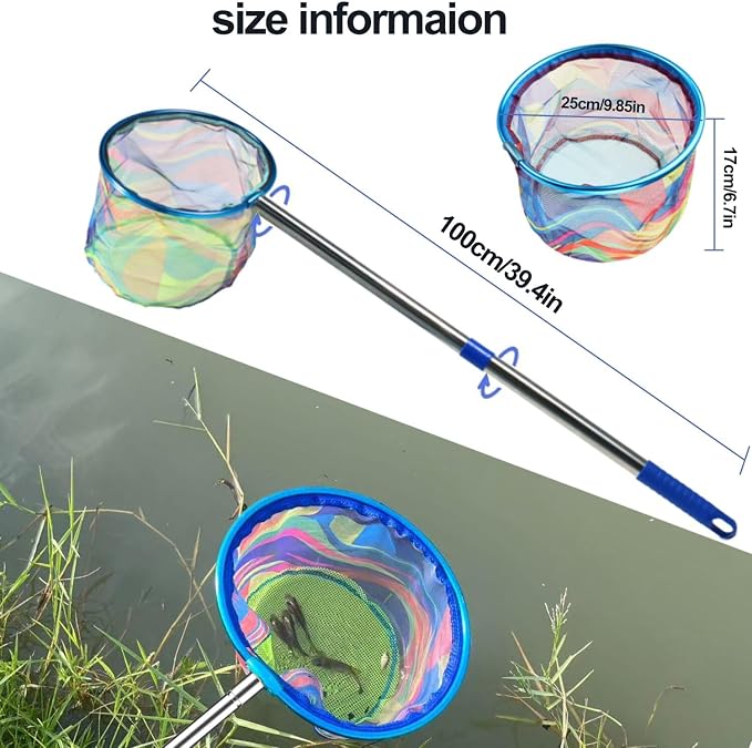 Fishing Net 2 Pack Retractable Lightweight Landing Net with Aluminum Rod Handle Fishing Nets for Youth Catch and Release Butterfly Nets