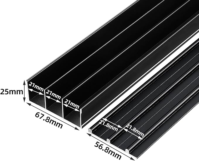 Triple Track Sliding Door Hardware Kit - Heavy-Duty Aluminum Tracks for Closets Cabinet Doors - Adjustable Triple-Panel Bypass, Flush Mount(Color2,300cm)