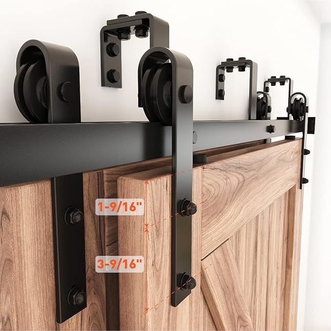 ZEKOO 10FT Double Track Bypass Sliding Barn Door Hardware Kit for 2 Doors, Bypass Barn Door Track Kit, Low Ceiling, Easy Install, Fit 60" Wide Door Panel