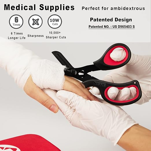 MEUUT 2 Pack Trauma Shears Patented Bandage Scissors for Left and Right Hand - Medical Supplies with 8 inch Heavy Duty Medical Scissors for EMT Workers Nurses