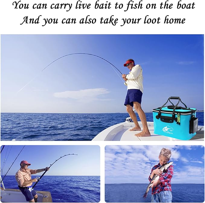 Grneric Fishing Bucket, 6Gallon/8Gallon/10Gallon Foldable Fish Bucket,Live Fish Container Multi-Functional Live Fish Bait Bucket,Outdoor Camping EVA Fishing Bag and Fish Protection Bucket