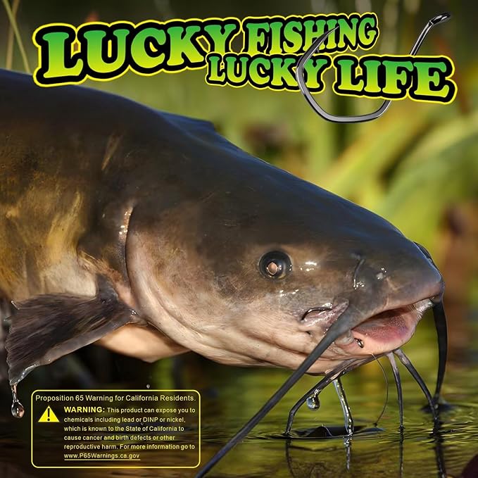 LUCKYFISHING Octopus Hooks Fishing Hooks for Saltwater Freshwater Offset Catfish Hooks for Bass Trout Redfish Fishing Hook Size 1 2 4 6 1/0-8/0 with 50/60/70/80/100PCS