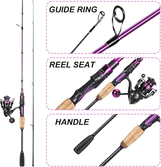 Sougayilang Spinning Combo, Medium Heavy Fishing Pole and 2000 Spinning Reel Set, Fishing Rod and Reel Commbo for Bass Fishing Tackle