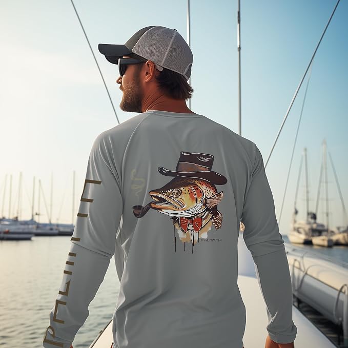 Palmyth Fishing Shirts for Men Long Sleeve UPF 50+ T Shirt Sun Protection Tee