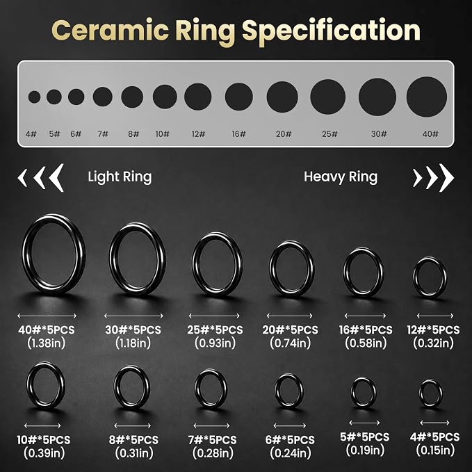 FishTrip Fishing Rod Eyelet Repair Kit 60Pcs/160Pcs Fishing Rod Repair Kit 12 Sizes Fishing Pole Ceramic Guides Rings Replacement Kit