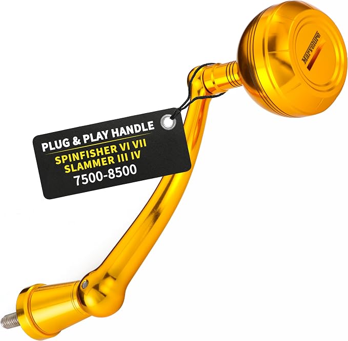 Foldable Power Handle for Penn Spinfisher VI VII Slammer III IV (Not for Spinfisher Long Cast/V/SS) (Gold, Slammer/Spinfisher 7500-8500 Thread)
