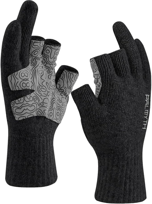Palmyth Wool Fishing Gloves 3-Cut Fingers Warm for Men and Women Cold Weather Fingerless Gloves for Winter Fly Fishing