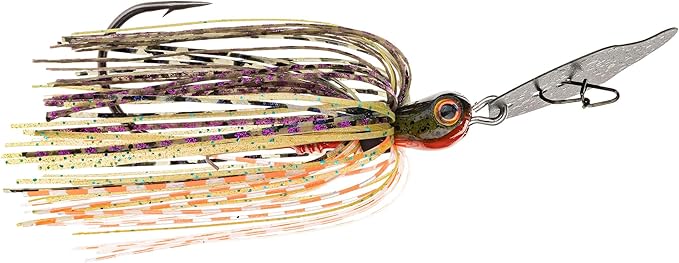 Strike King Thunder Cricket Fishing Lure, Vibrating Swim Jig, Silver Blade, 4/0 Jungle-Style Flipping Hook