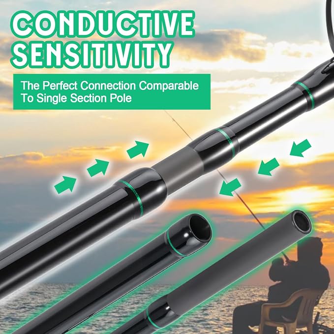 Sougayilang 3 Piece Surf Fishing Rod Combo Medium/Heavy Travel Spinning Rod with 5000 Size Reel Baitfeeder Combo(9'/10'/11'12')