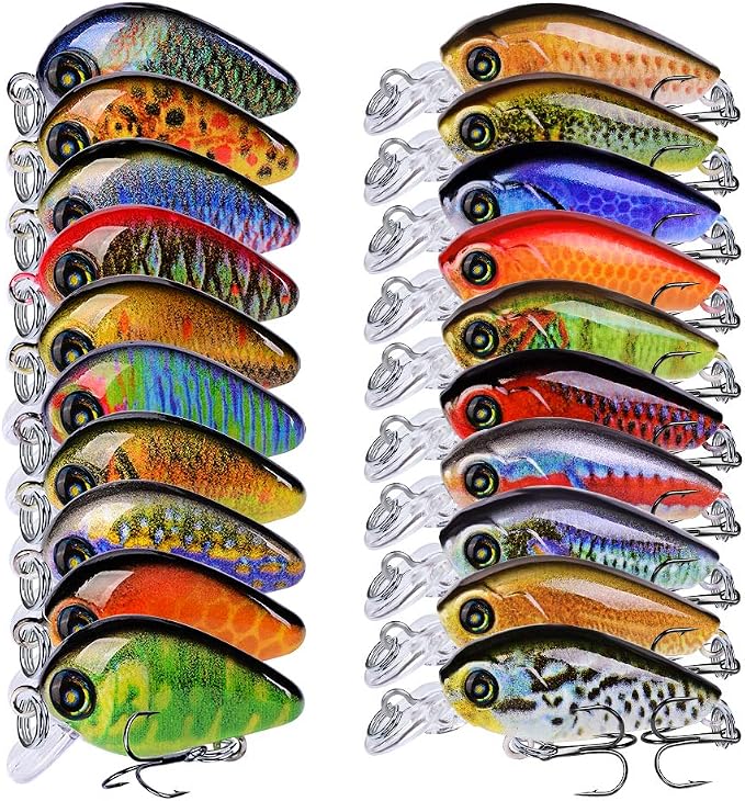 Mini Crankbait Fishing Lures Kits Swimbait Wobbler Hard Baits for Bass Trout Pike Freshwater and Saltwater 10pc-20pc/pack