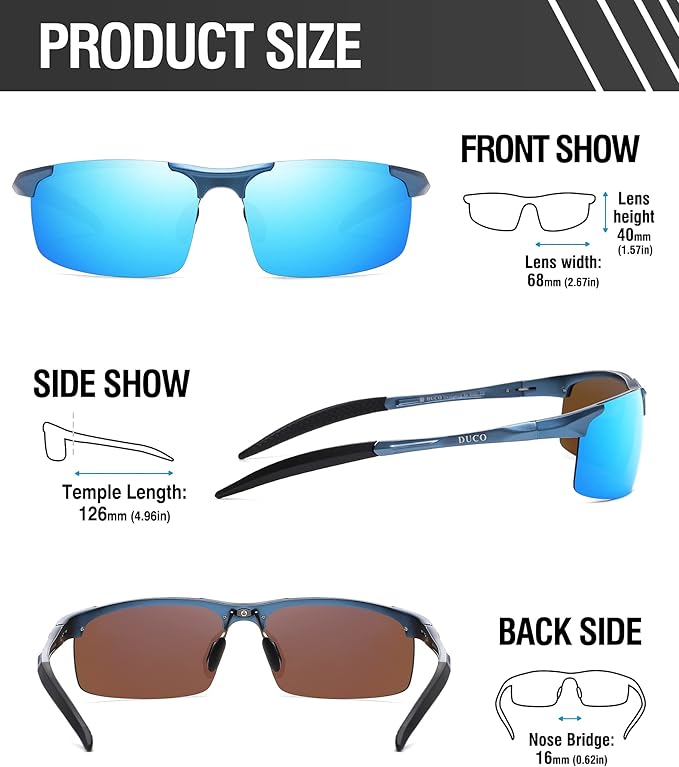 DUCO Mens Sports Polarized Sunglasses UV Protection Sunglasses for Men 8177s