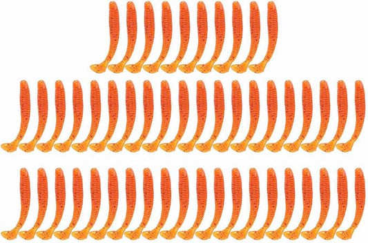 Tbest 50 Pcs 5cm Soft Fishing Lures, Plastic Fishing Bait T-Tail Grub Worm Baits Fish Tackle Accessory 9 Colors