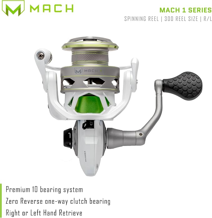 Lew's MACH 1 Spinning Fishing Reel, 9+1 Bearings, Graphite Frame, Speed Gears, Speed Lube, Multi-Disc Drag