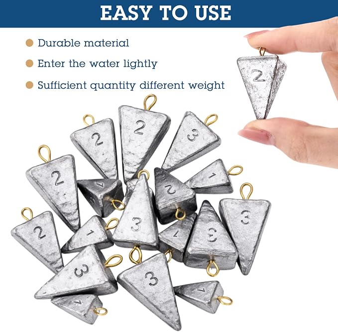 Shimeyao 18 Pieces Pyramid Sinkers Fishing Weights Triangle Fishing Sinkers Rig Pyramid Sinker for Ocean Saltwater Surf Bass Casting Gear Tackle