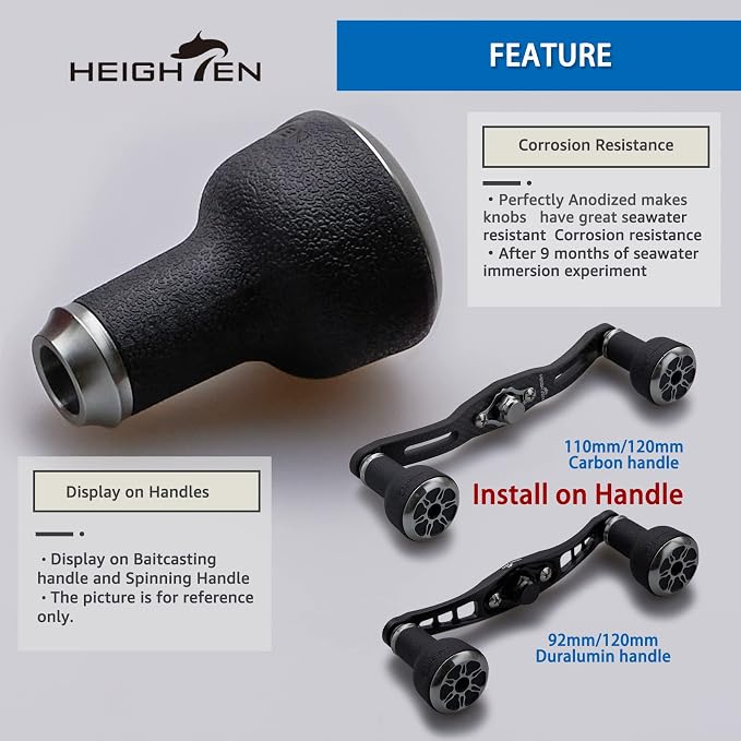 HEIGHTEN 24mm Fishing Reel Handle Knob for Shimano Daiwa Baitcasting Spinning Reel Stradic Vanford Sahara FI Tranx SLX Ballistic Exceler Tatula
