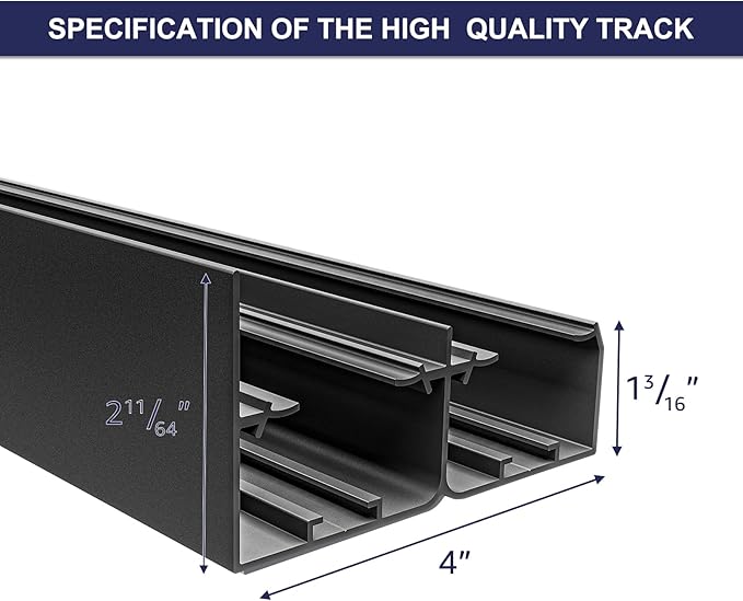 8FT Bypass Door Hardware, Closet Door Track Kit, Top-Mounted Style, Made of Heavy Duty Aluminum, Smoothly and Quietly, for 2 Doors System - Fit Min Door Panel Width of 45.5in, Black
