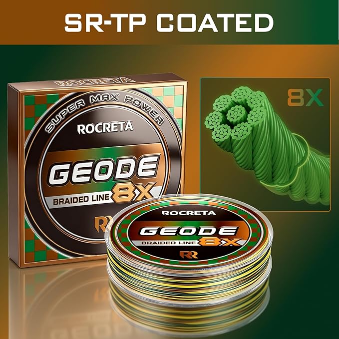 Geode Braided Fishing Line, 10-200 lb, 8 Strands, 300yds/500yds/1000yds, Colored Braid Superline