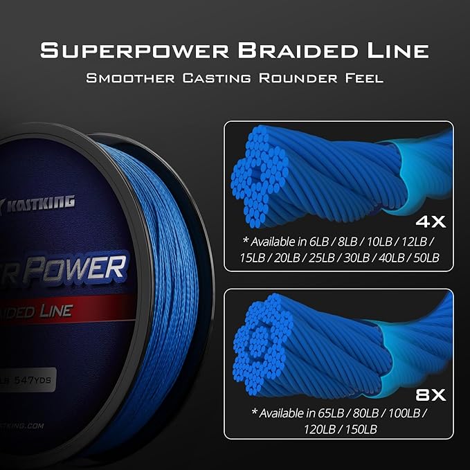 KastKing SuperPower Braided Fishing Line - Abrasion Resistant Braided Lines – Incredible Superline – Zero Stretch – Smaller Diameter – A Must-Have!