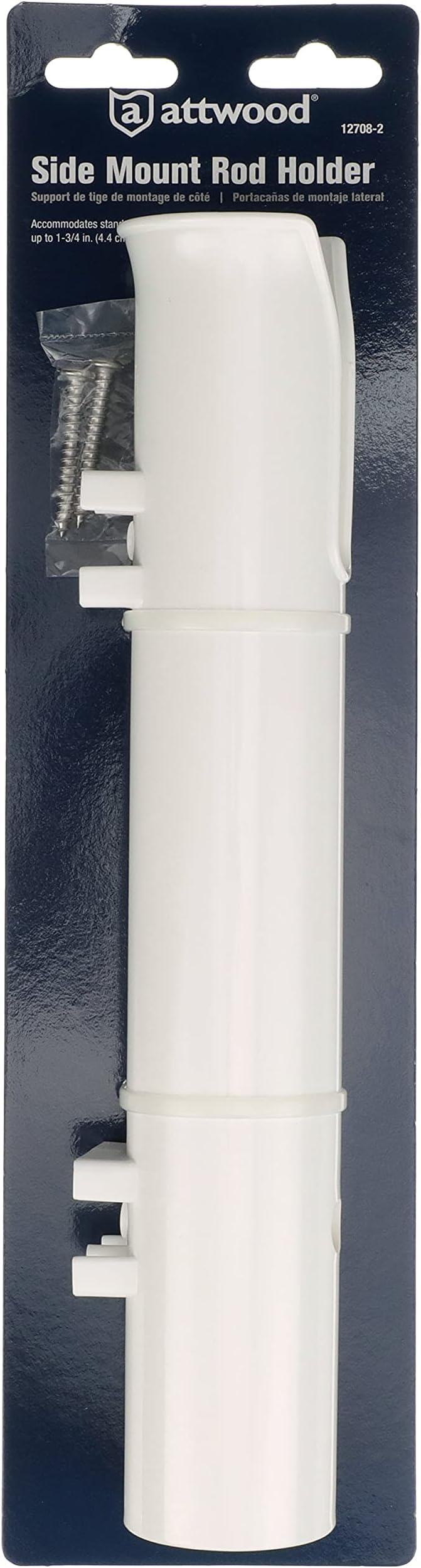 attwood 12708-2 PVC Rod Holder Storage, White PVC Construction, 9 Inches Long, Holds Rod Grips Up to 1 ¾-Inch Diameter, One Size