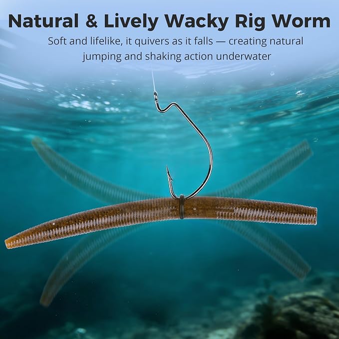 30/50/78/100Pcs Senko Worms Kit – 4"/5" Soft Plastic Fishing Lures with Salt Impregnation for Bass Fishing