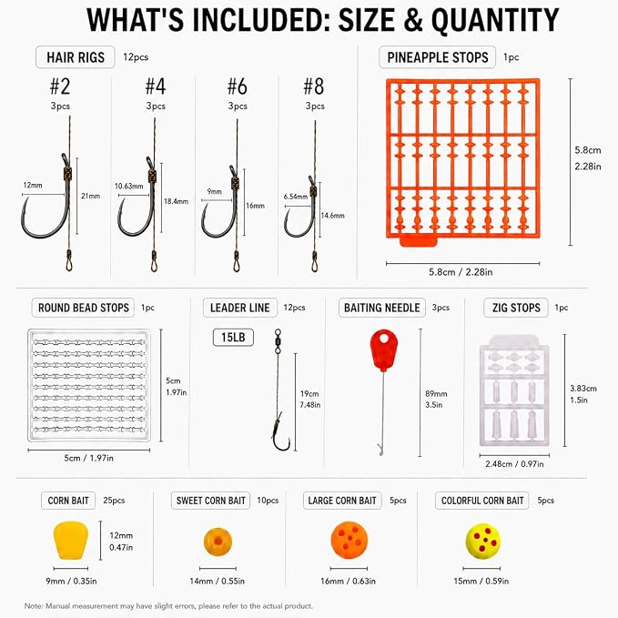 52pcs/218pcs Carp Fishing Rig Kit with Pop-Up Boilies, Dumbell Baits and Rig Needles Fishing Accessories