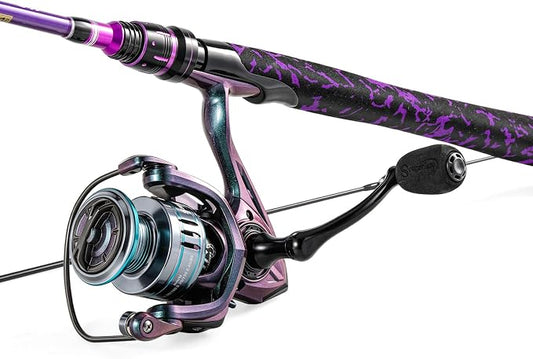 Sougayilang Fishing Rod Reel Combo, 2 Pieces Light Weight Spinning Rod with Bright Powerful Smooth Fishing Reel,Good Starter Combo for Bass Freshwater