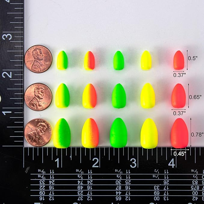 Alwonder 60-Pack Fishing Floats Bobbers Oval Bullet Foam Rig Floats Pompano Surf Ice Fly Fishing Trolling Fish Finder Bottom Live Bait Rigs Float for Bass Trout Walleye Crappie Redfish Bluegill