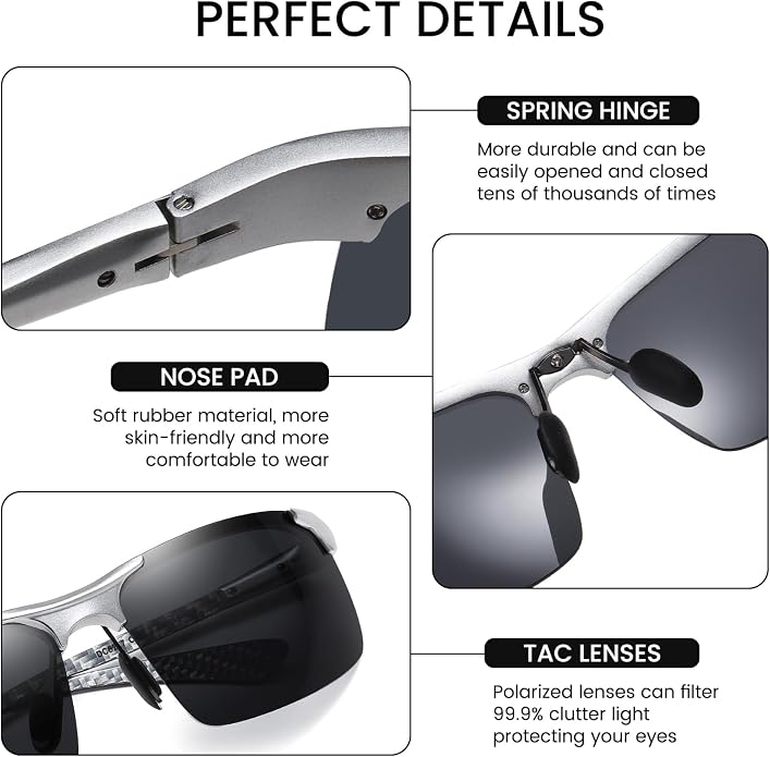 DUCO Polarized Sunglasses Mens Ultralight Carbon Fiber Sun Glasses for Men Driving Sports Fishing UV400 Protection DC8277
