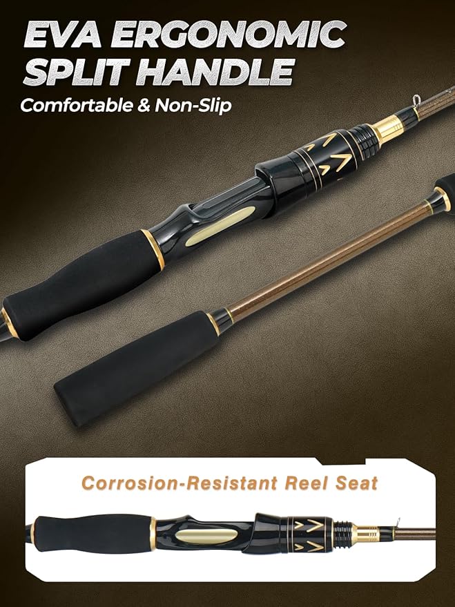 Jenseits Carbon Fiber Fishing Rod Series (6-12 Ft), Spinning & Casting Rods with Stainless Steel Ceramic Guides, Fast Action Fishing Pole for Bass, Trout, Walleye & Surf Fishing