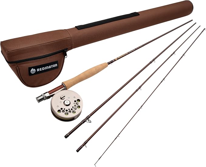 Redington Classic Trout Fly Fishing Outfit – Moderate Action Trout Rod & Reel Kit with Rio Gold XP Line, Leader & Case