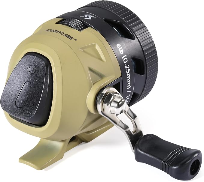 Sougayilang Spincast Fishing Reel,High Speed 3.9:1 Gear Ratio,Trouble-Free Push-Button Bait Casting Design and Reversible Handle for Left/Right Retrieve,Pre-Spooled with Monofilament Line
