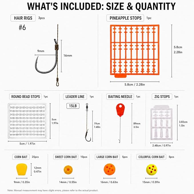 52pcs/218pcs Carp Fishing Rig Kit with Pop-Up Boilies, Dumbell Baits and Rig Needles Fishing Accessories