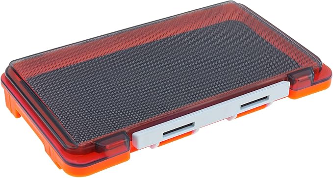 Fishing Tackle Box Slit Foam Case, Super Slim Fishing Lures Jig Box Hooks Spinners Spoons Storage Tackle Tray, (6.8 * 3.8 * 0.8inch) (Orange)