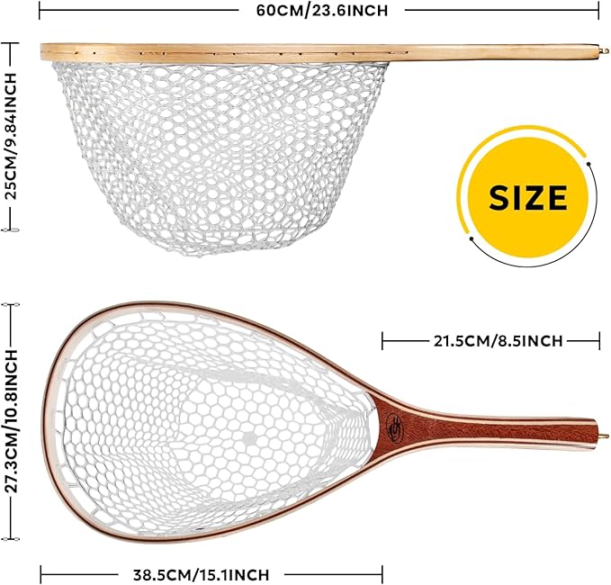 SF Fly Fishing Landing Net Soft Rubber Mesh Trout Net Catch and Release Net