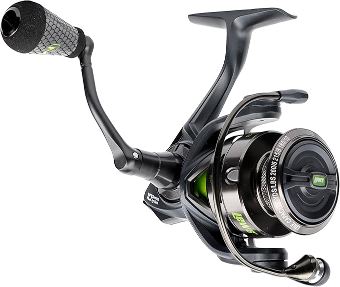 Lew's MACH 2 Spinning Fishing Reel, 6.2:1 Gear Ratio, Right or Left-Hand Retrieve, Aluminum Frame, Premium 10 Stainless Steel Ball Bearings, Black/Green