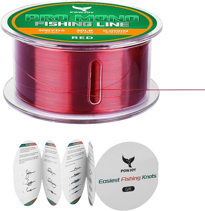 Pro Monofilament Fishing Line with Knot Instruction Cards for Multi Purpose Cost Effective, Strong Yet Thin Nylon String for Big Fishes, Tangle-Free & UV Resistant, 15/20/30/50/80LB