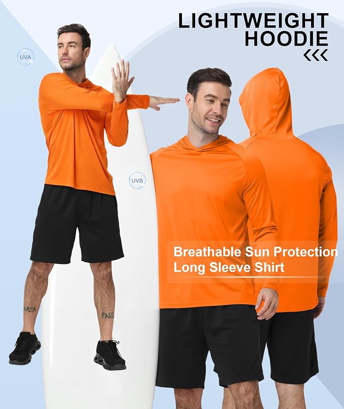 ZITY 5 Pack Mens UPF 50+ Hoodie Shirts Sun Protection Fishing Shirt Fast Dry Lightweight for Athletic Hiking Workout