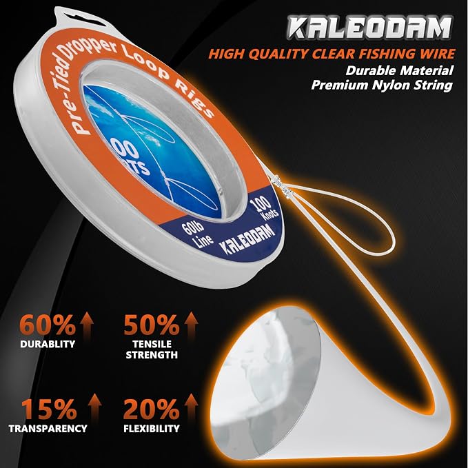 20lb-70lb 100knots Pre-Tied Dropper Loop Fishing Rig, 18" Spacing, 5.5" Loop Size, Ideal for Saltwater & Freshwater Fishing