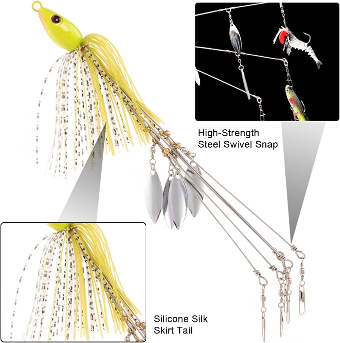 5 Arms Alabama Umbrella Rig Fishing Bass Kit Fishing Lures Bait Rigs for Lures Trout Salmon Freshwater