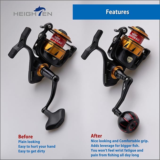 HEIGHTEN Fishing Reel Handle for Penn Spinfisher VI/Slammer III IV/Battle II III DX/Pursuit III IV/Fierce II III