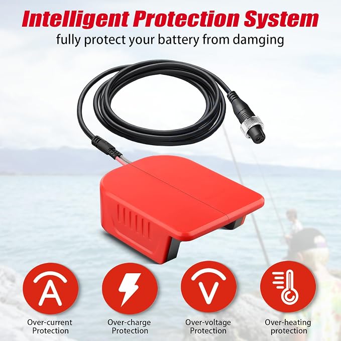 for Milwaukee M18 18V to for Daiwa/for Shimano Electric Fishing Reel Adapter, 14.4V/14.8V Converter for Tanacom/Seaborg/BeastMaster(Adapter Only)