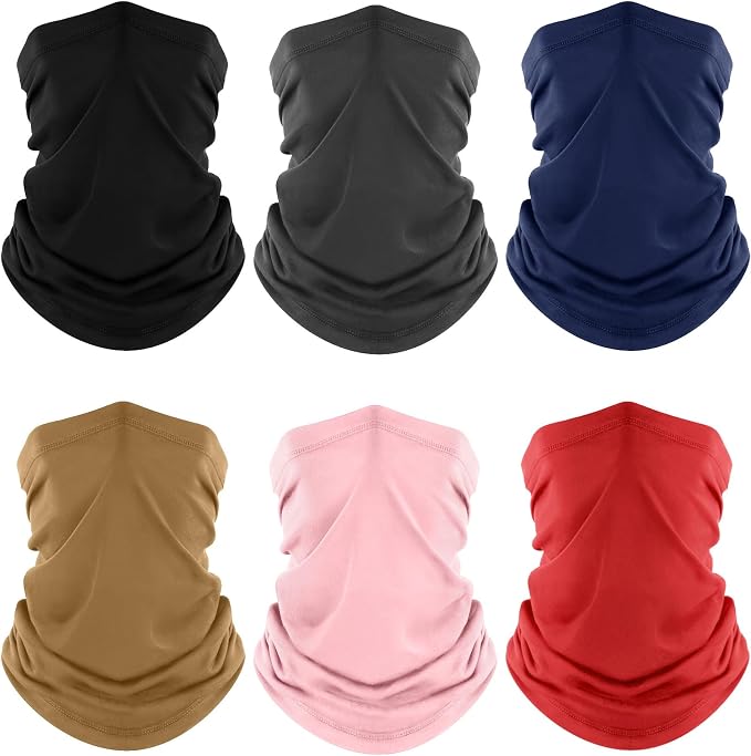 Fuinloth Neck Gaiter, 6 Pack Cooling UV Protection Bandana Face Mask Gator Scarf for Men Women