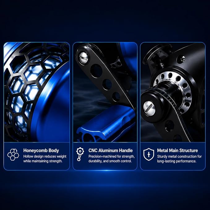 Spincast Fishing Reel, 3.9:1 Gear Ratio, Pre-Spooled, Left/Right Hand Reversible, Aluminum, Black, for Freshwater Trout, Catfish and Bass