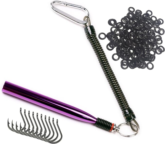 Reaction Tackle Wacky Rig Tool and O-Rings for Soft Plastic Worms, Bass Fishing Wacky Rig and Neko Rig Stick Bait Setup for Largemouth and Smallmouth