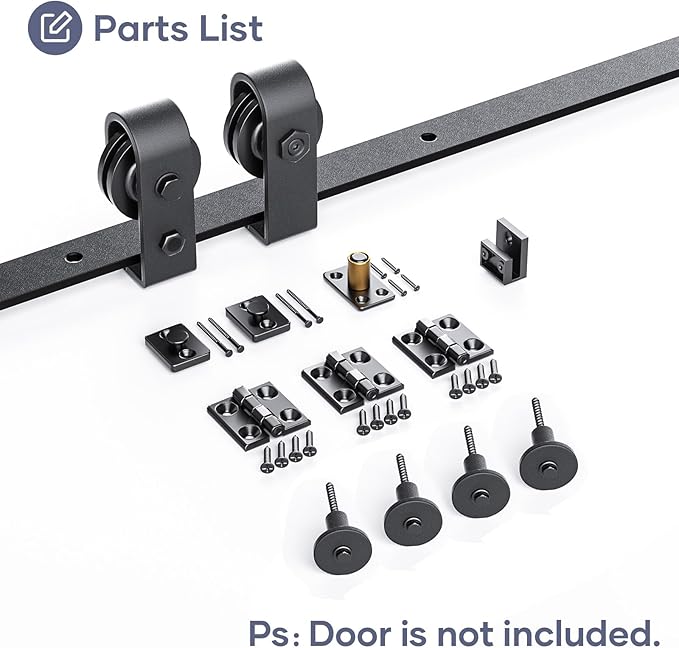 52 inch Bifold Barn Door Hardware Track Kit for Two 24 inch Closet Doors,Top Mount Sliding System,Heavy Duty Roller,Smoothly and Quietly,Black(Bifold Door Not Included)
